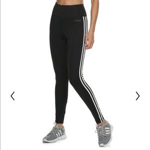 Adidas Black 3 Stripe Leg High Rise Leggings Pant
